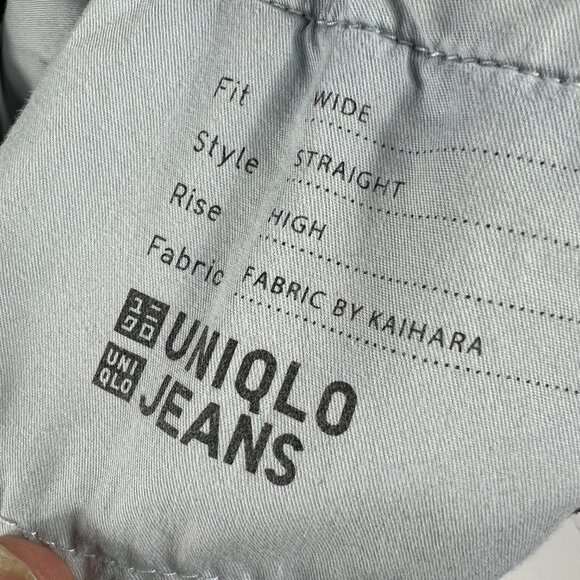 Uniqlo Jeans Womens Measured 27x21 High Rise Wide Leg Cropped Blue Denim Tag 25 - Picture 8 of 16